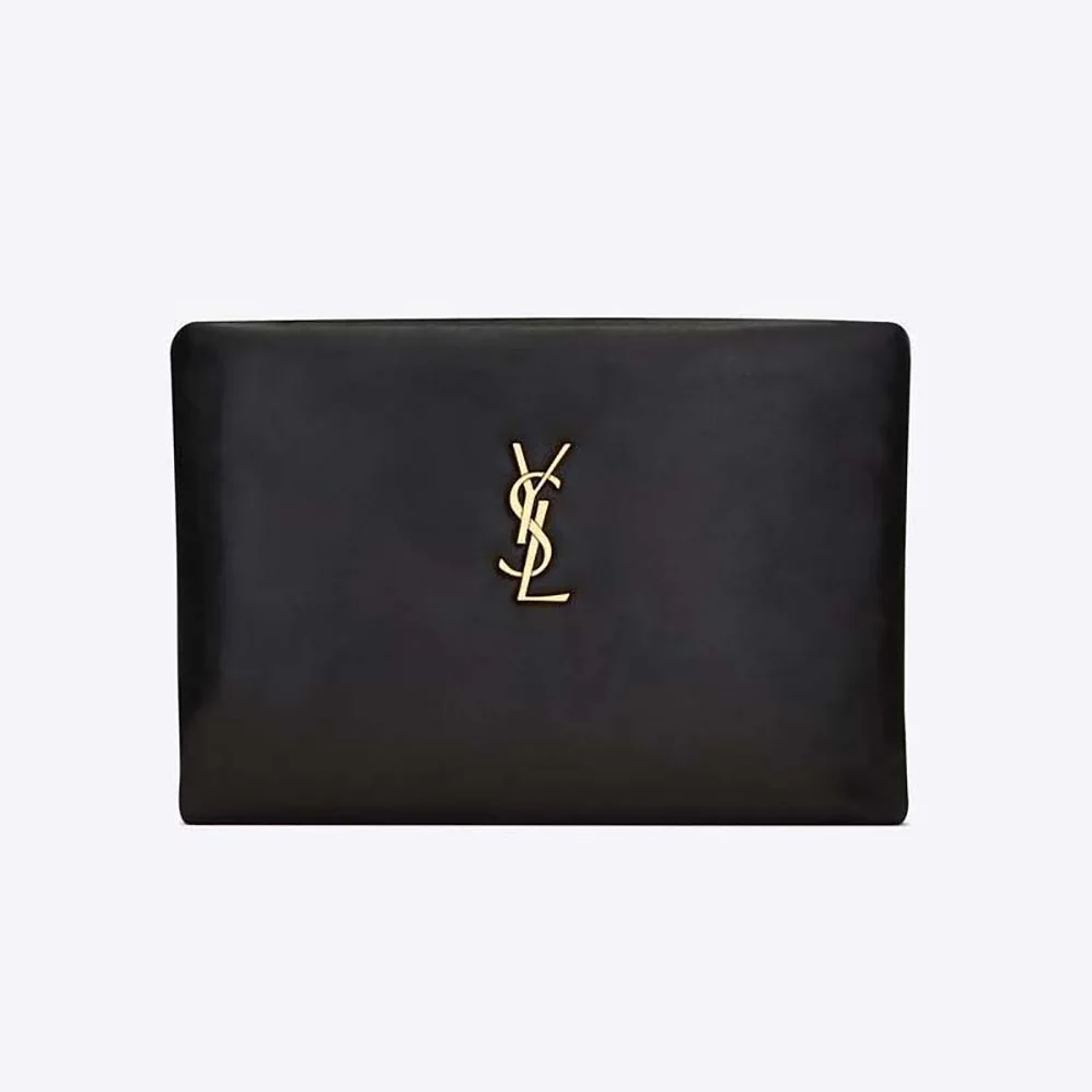Saint Laurent YSL Calypso Small Pouch in Lambskin for Women in Black Saint Laurent YSL Calypso Small Pouch in Lambskin for Women in Black
