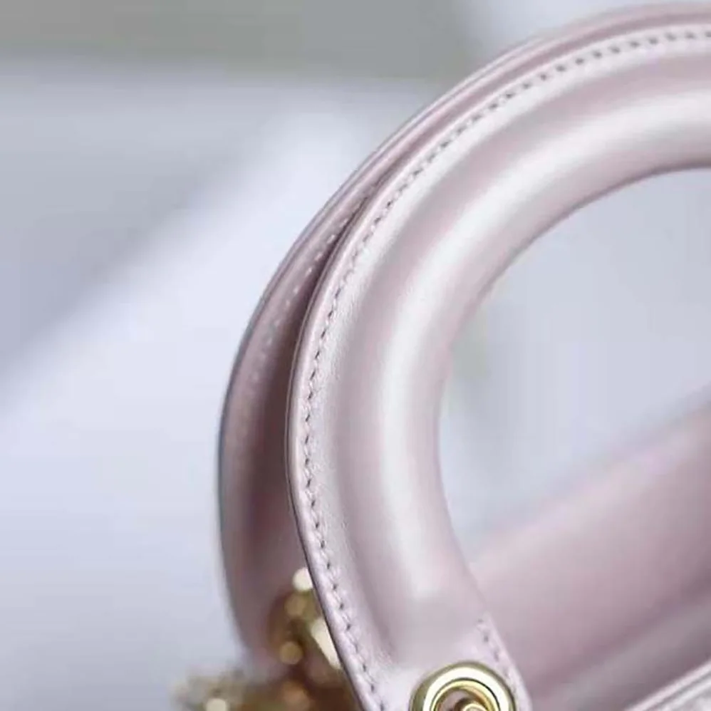 Dior Mini Lady Dior Bag Pearlescent Cannage Lambskin for Women in Pink