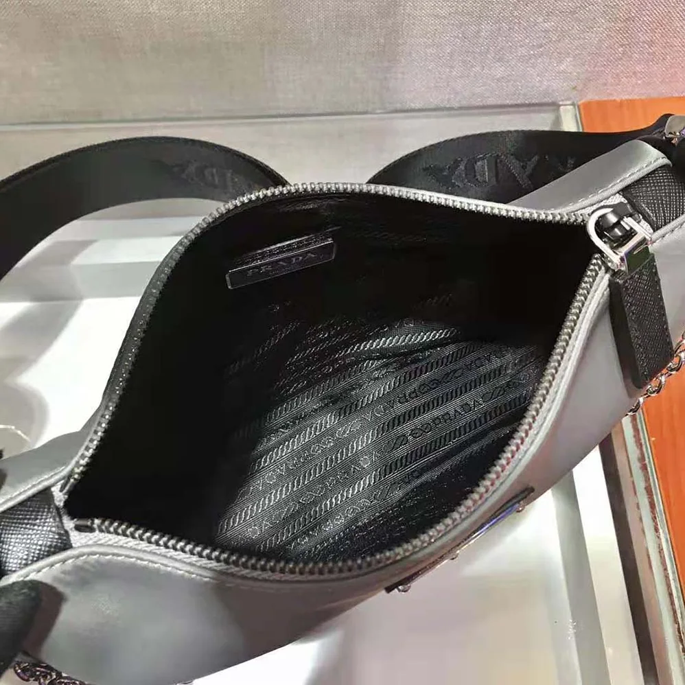 Prada Nylon and Saffiano Leather Bag with Strap for Men in Silver