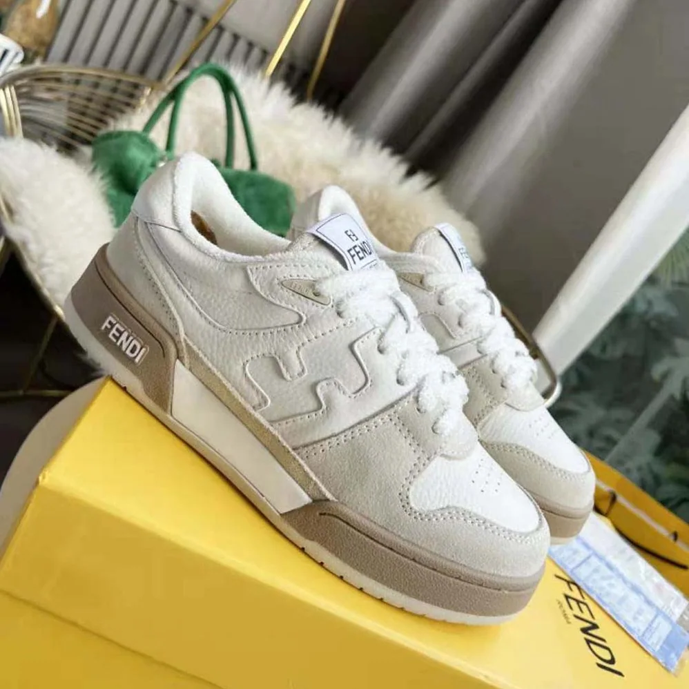 Fendi Match White Suede Low Tops for Unisex Fendi Match White Suede Low Tops for Unisex