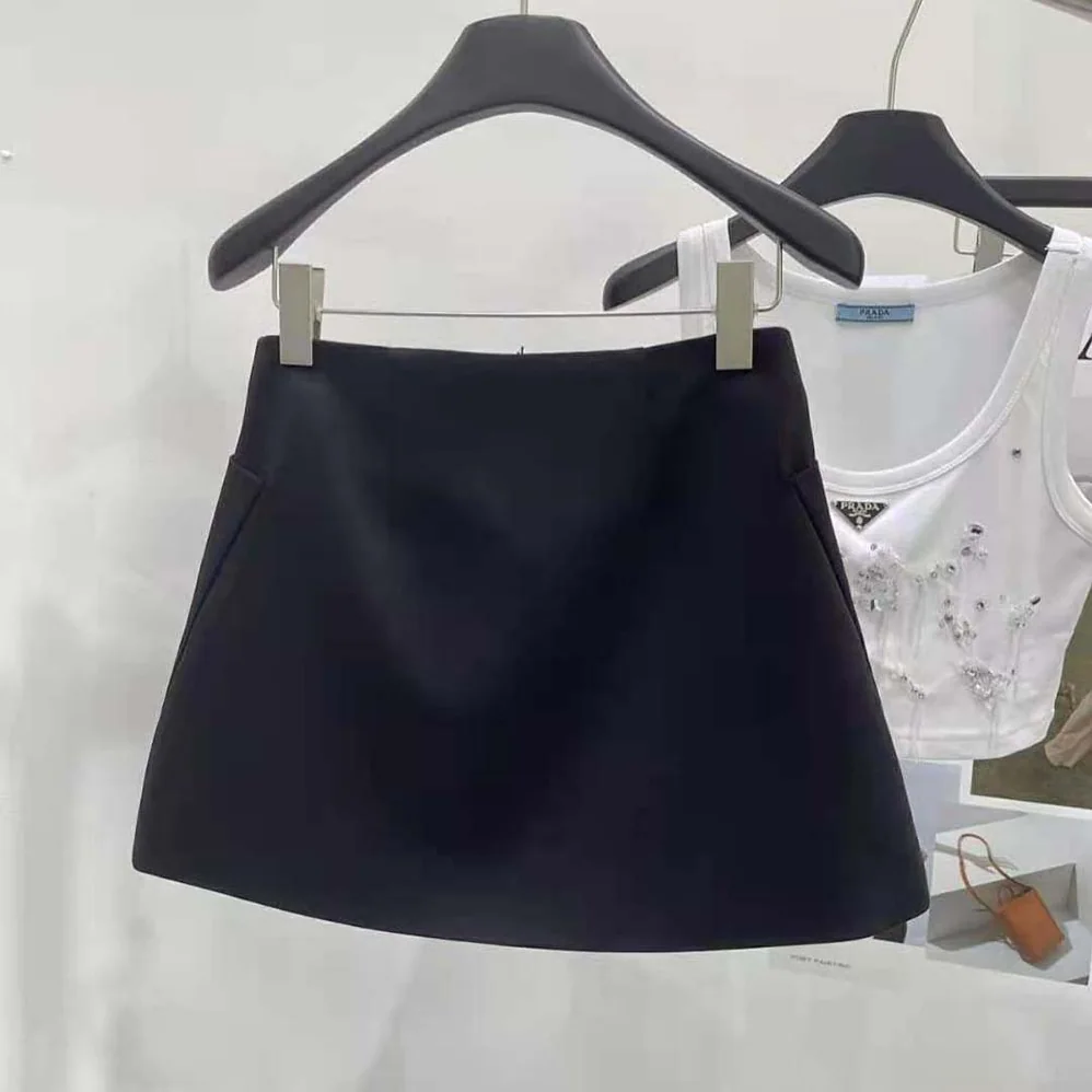 Prada Wool Satin Miniskirt for Women in Black Prada Wool Satin Miniskirt for Women in Black
