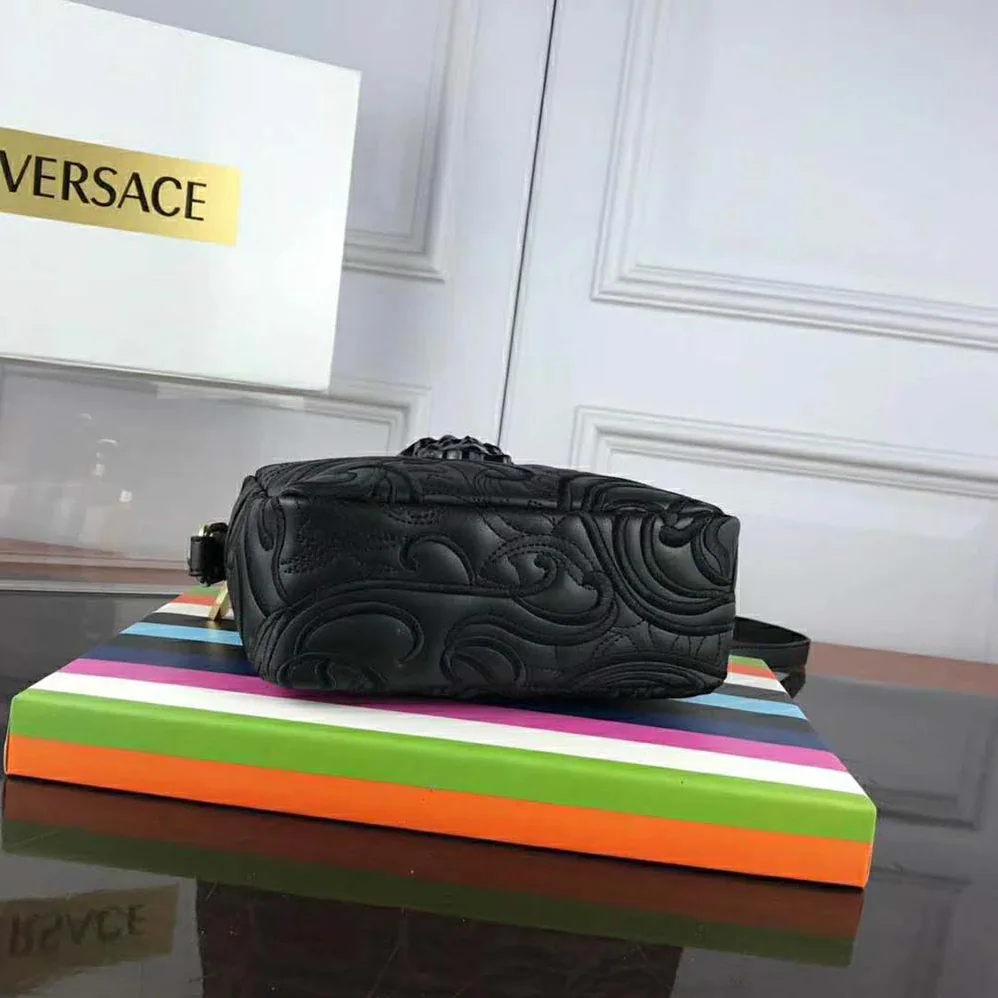 Versace Embroidered Baroque Shoulder Bag for Women in Black Versace Embroidered Baroque Shoulder Bag for Women in Black