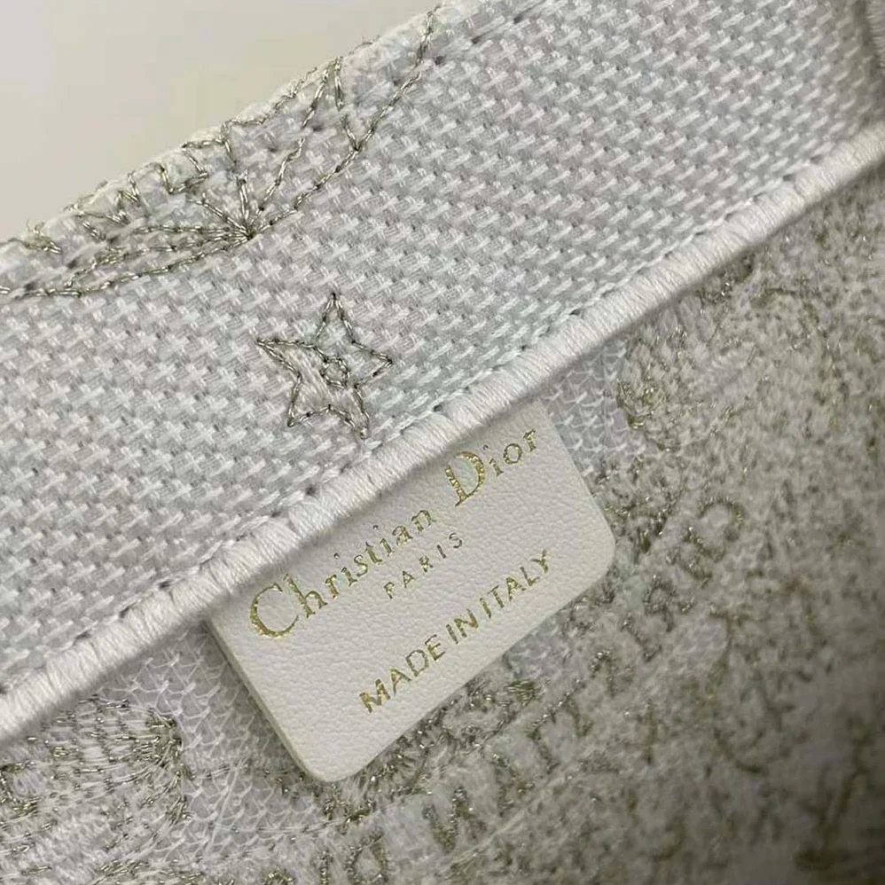 Dior Large Dior Book Tote Gold-Tone and White Butterfly Around The World Embroidery for Women Dior Large Dior Book Tote Gold-Tone and White Butterfly Around The World Embroidery for Women