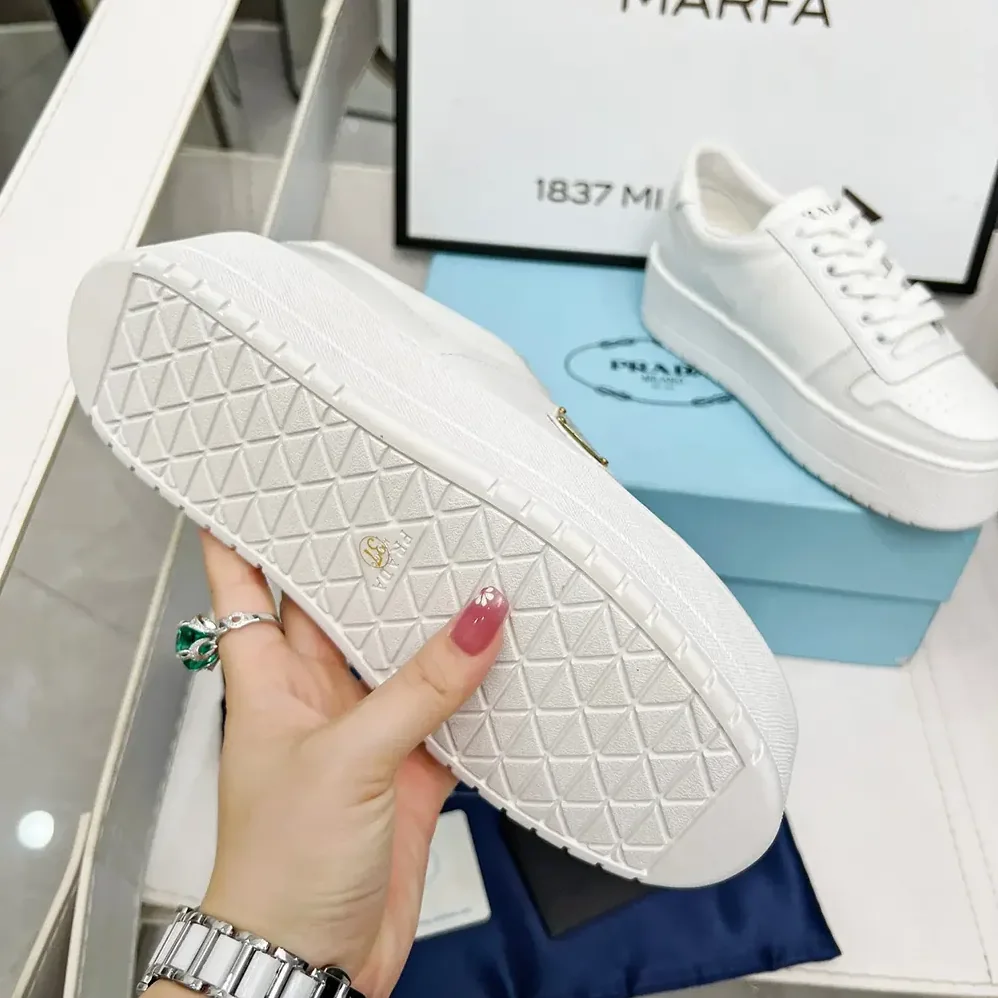 Prada Downtown Bold Leather Sneakers for Women