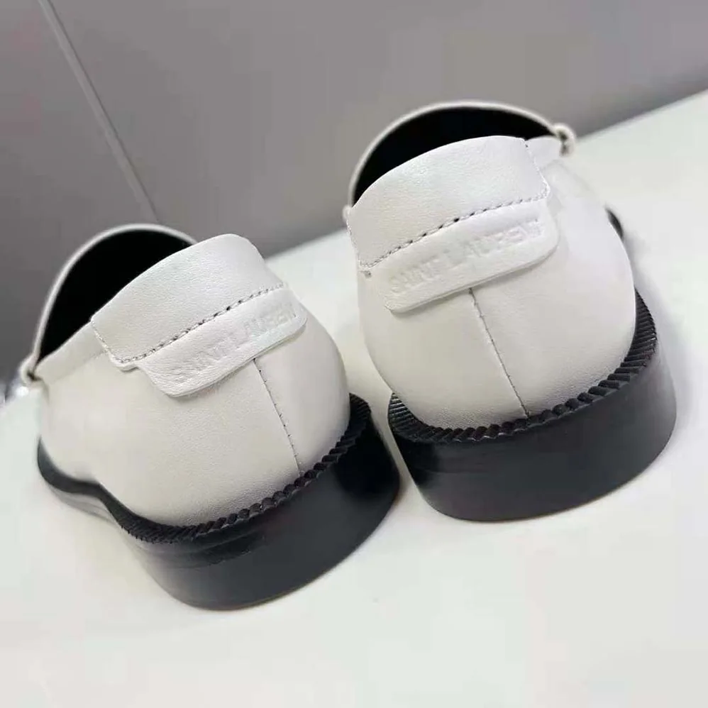 Celine Le Loafer Penny Slippers in Smooth Leather for Women in White Celine Le Loafer Penny Slippers in Smooth Leather for Women in White