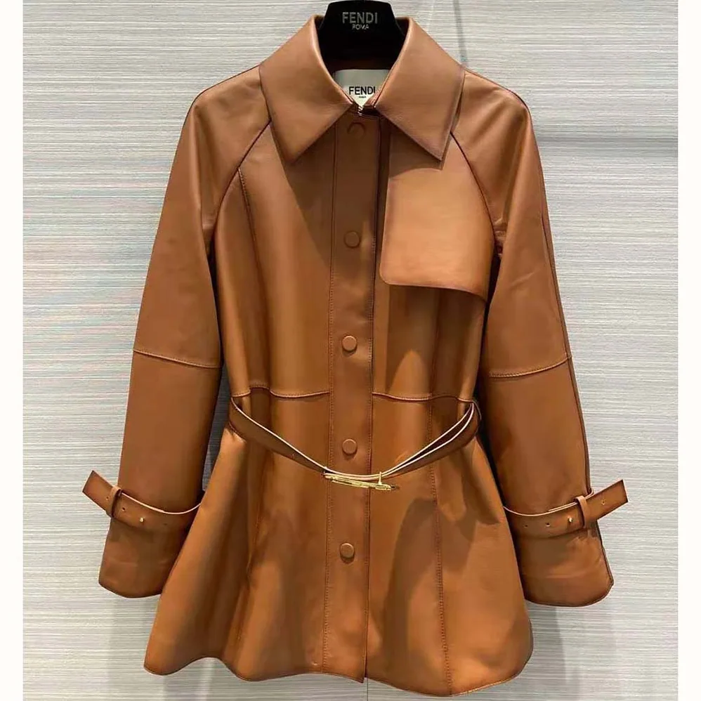 Fendi Shaded for Women in Effect Tan Leather Jacket Fendi Shaded for Women in Effect Tan Leather Jacket