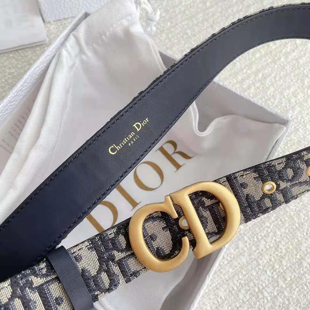 Dior 30 Montaigne Belt Blue Dior Oblique Jacquard 35 MM for Women Dior 30 Montaigne Belt Blue Dior Oblique Jacquard 35 MM for Women