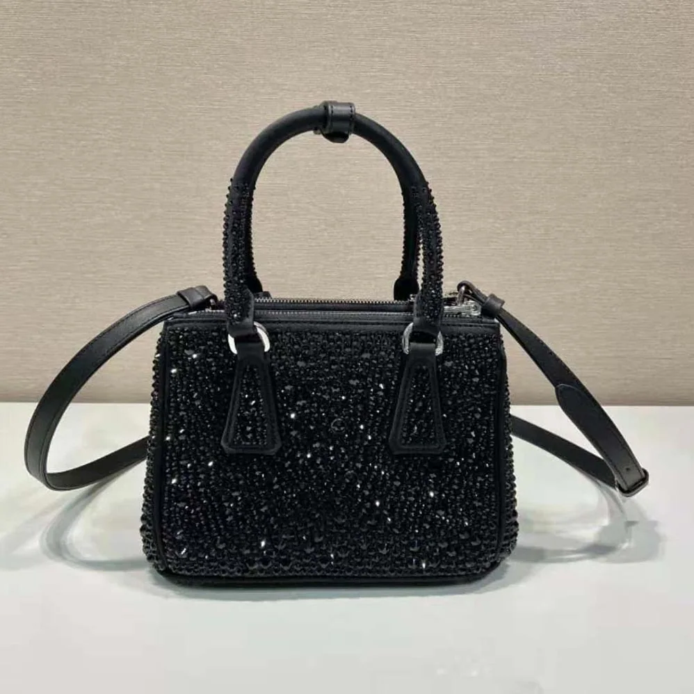Prada Galleria Satin Mini-bag with Crystals for Women in Black