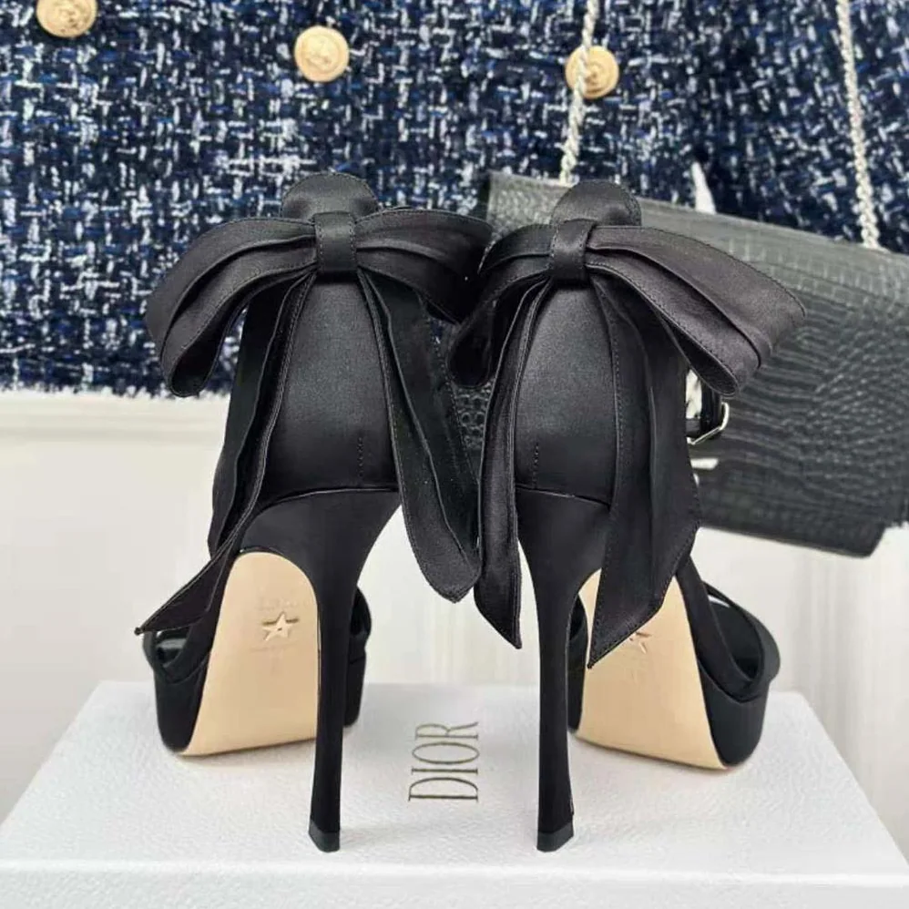 Dior Mlle Dior Heeled Sandal Black Satin for Women