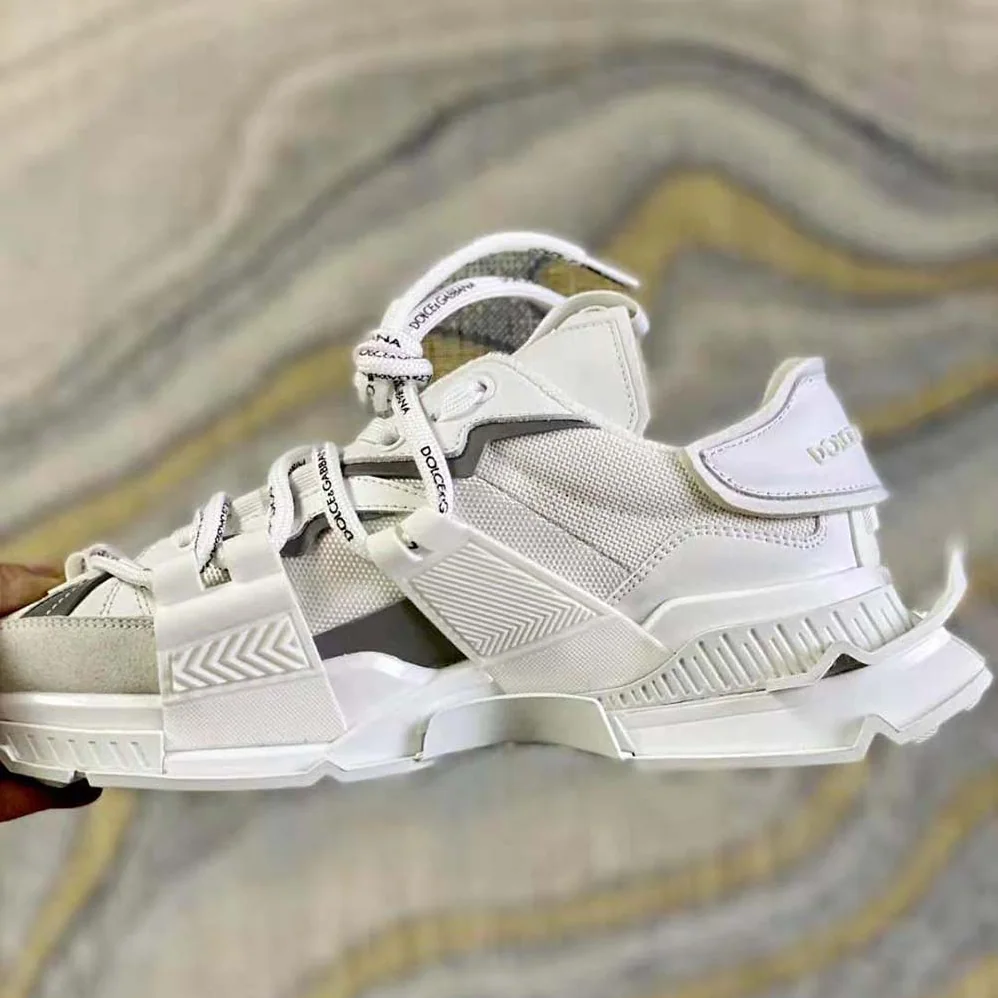 Dolce Gabbana D&G Mixed-Materials Space Sneakers for Unisex in White Dolce Gabbana D&G Mixed-Materials Space Sneakers for Unisex in White