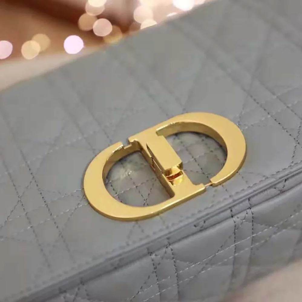 Dior Large Dior Caro Bag Supple Cannage Calfskin for Women in Silver