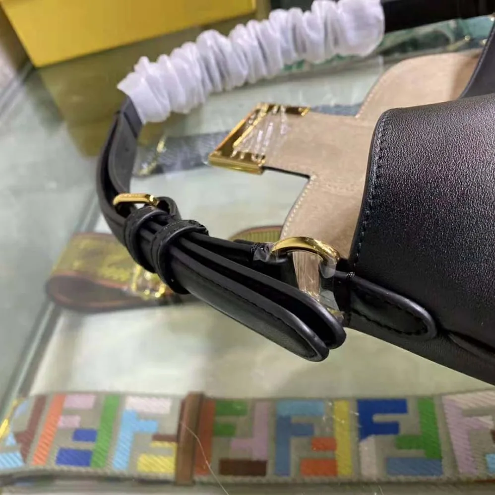 Fendi Small Croissant Black Leather Bag for Women