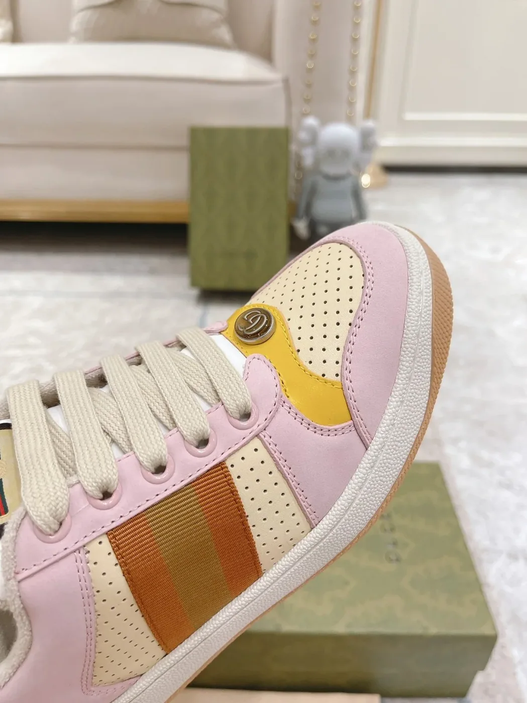 Gucci Lovelight Screener Sneaker Pale Pink GG Shoes