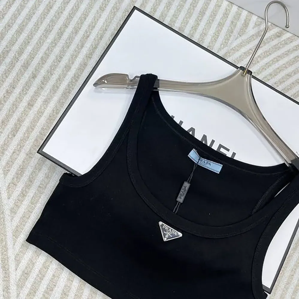 Prada Jersey Cropped Top for Women in Black Prada Jersey Cropped Top for Women in Black