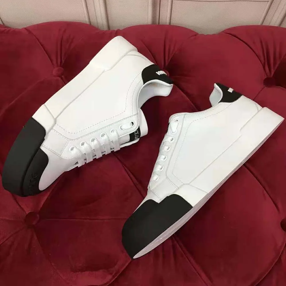 Dolce Gabbana D&G Portofino Sneakers in Nappa Leather and Rubber Toe-Cap for Women in Black