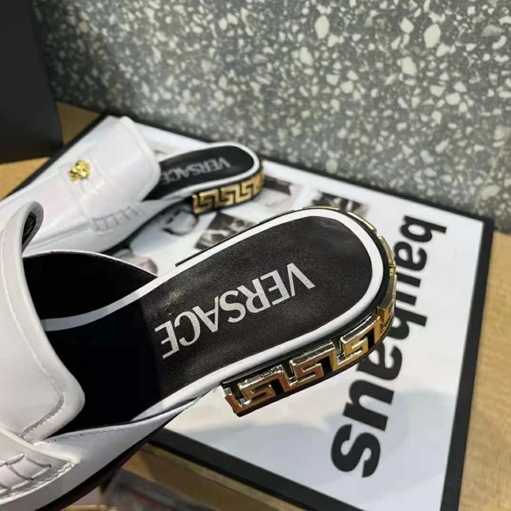 Versace La Medusa Loafers in Calf Leather for Women in White Versace La Medusa Loafers in Calf Leather for Women in White