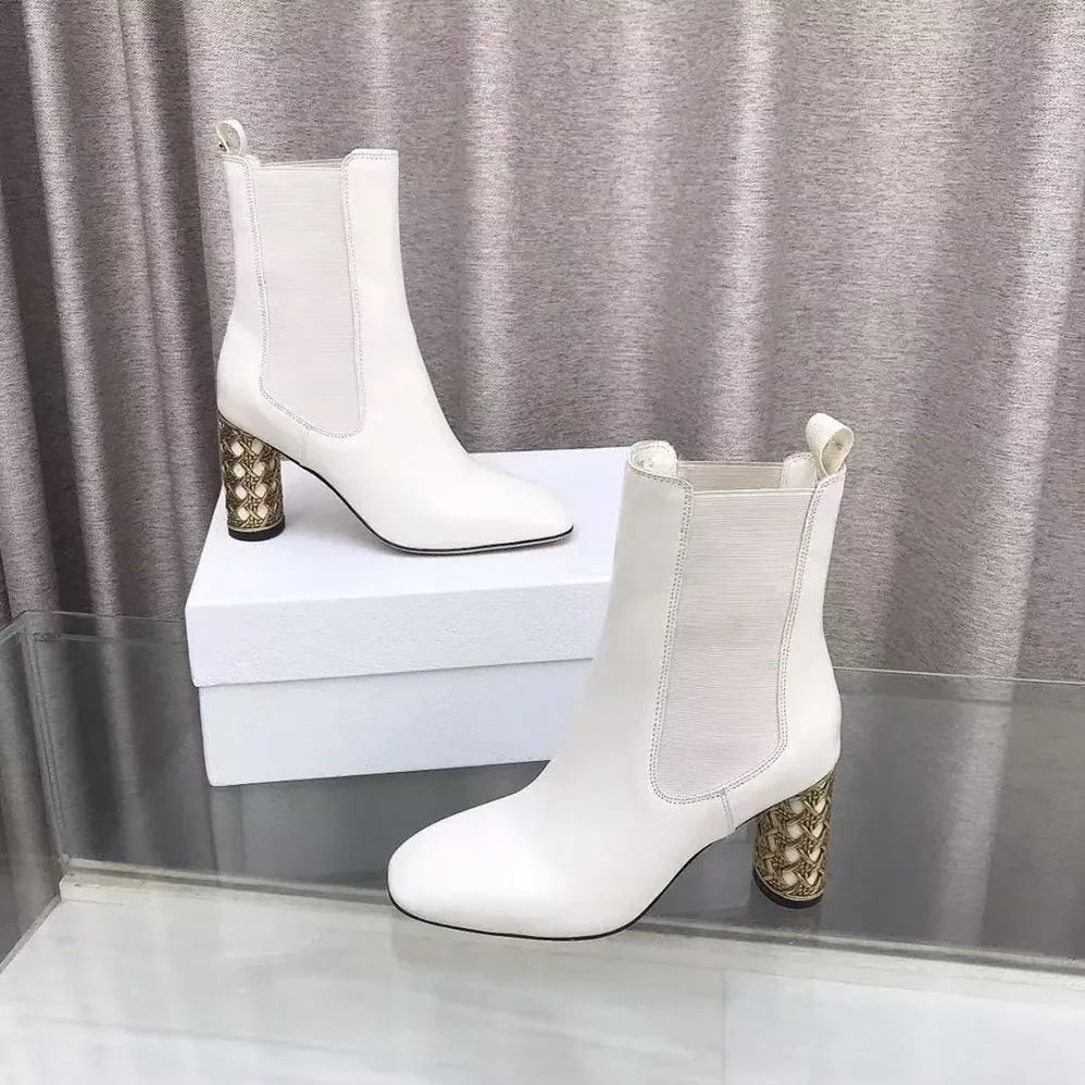 Dior Icon Heeled Ankle Boot White Calfskin for Women Dior Icon Heeled Ankle Boot White Calfskin for Women