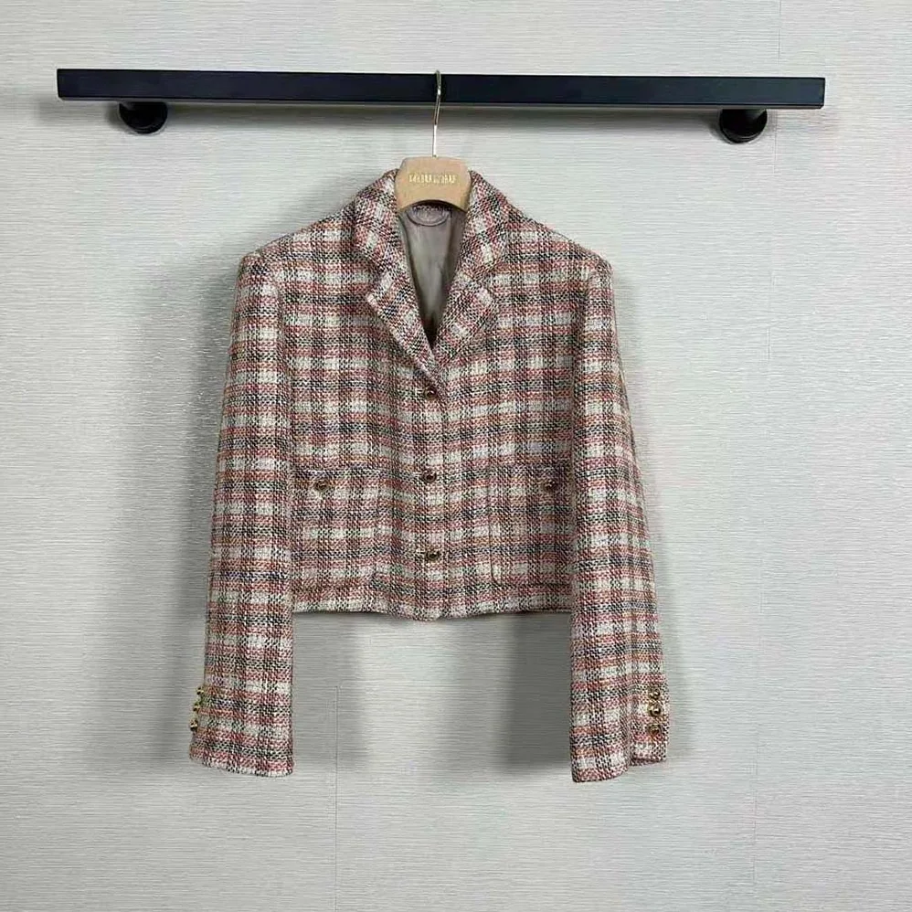 Miu Miu Single-breasted Check Jacket With Embroidered Miu Miu Logo for Women
