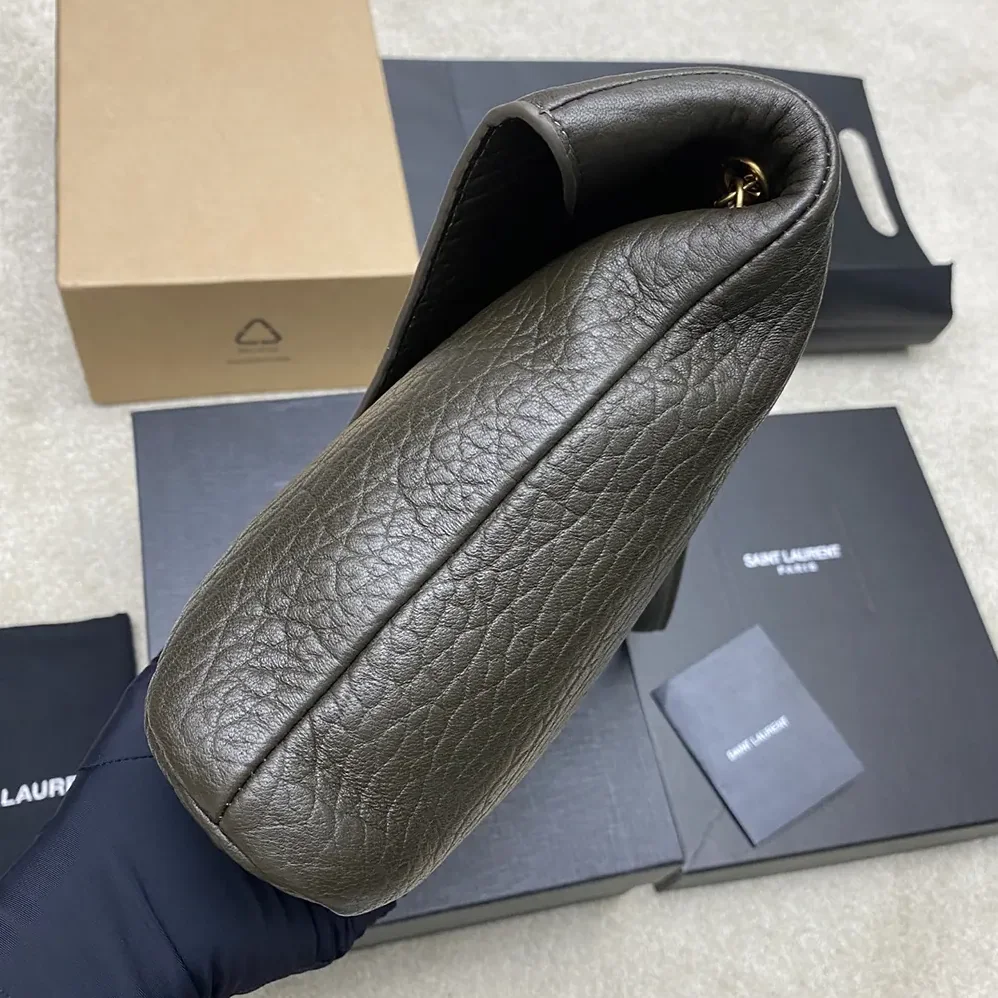 Saint Laurent YSL Cassandre XXL Envelope Pouch On Chain In Lambskin Dark Green 35cm for Women Saint Laurent YSL Cassandre XXL Envelope Pouch On Chain In Lambskin Dark Green 35cm for Women
