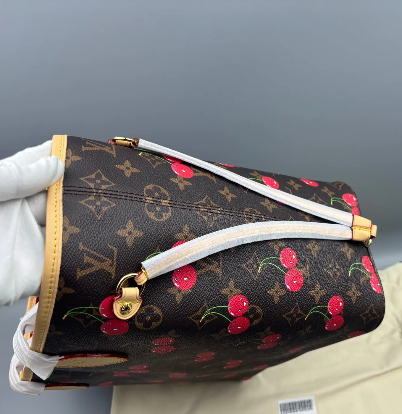 Louis Vuitton LV x TM Neverfull MM Tote Bag in Monogram Cherry Gold Hardware