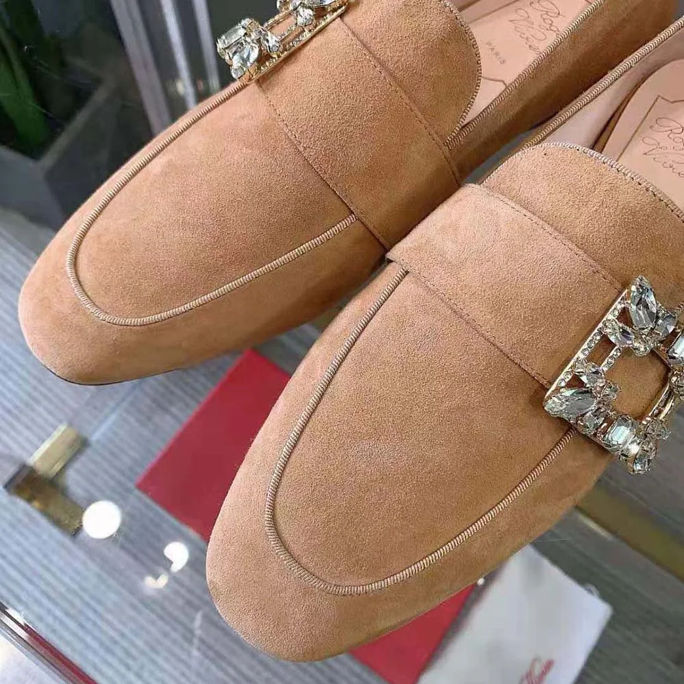 Roger Vivier Mini Broche Vivier Buckle Loafers in Suede for Women Roger Vivier Mini Broche Vivier Buckle Loafers in Suede for Women