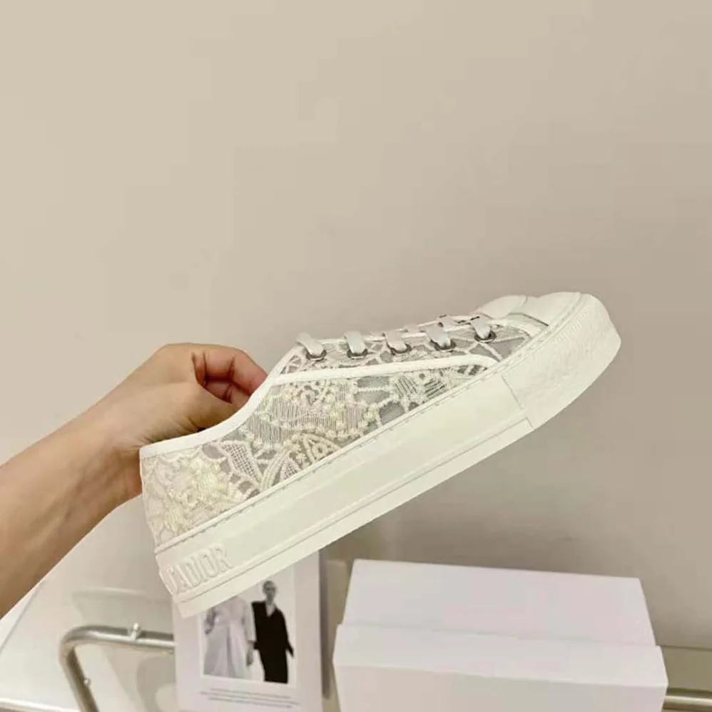 Dior Walk N Dior Sneaker White Macrame Embroidered Cotton for Women Dior Walk N Dior Sneaker White Macrame Embroidered Cotton for Women