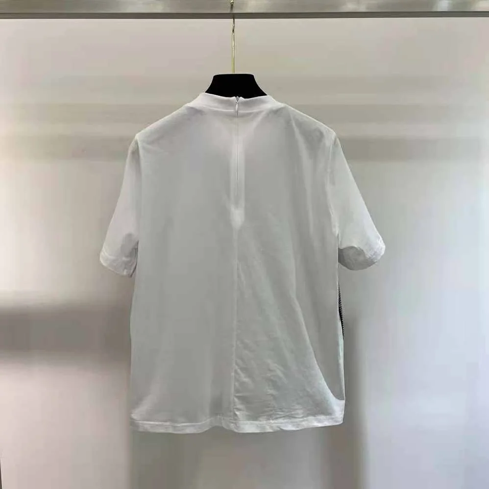Prada Studded Chiffon and Jersey T-shirt for Women in White Prada Studded Chiffon and Jersey T-shirt for Women in White