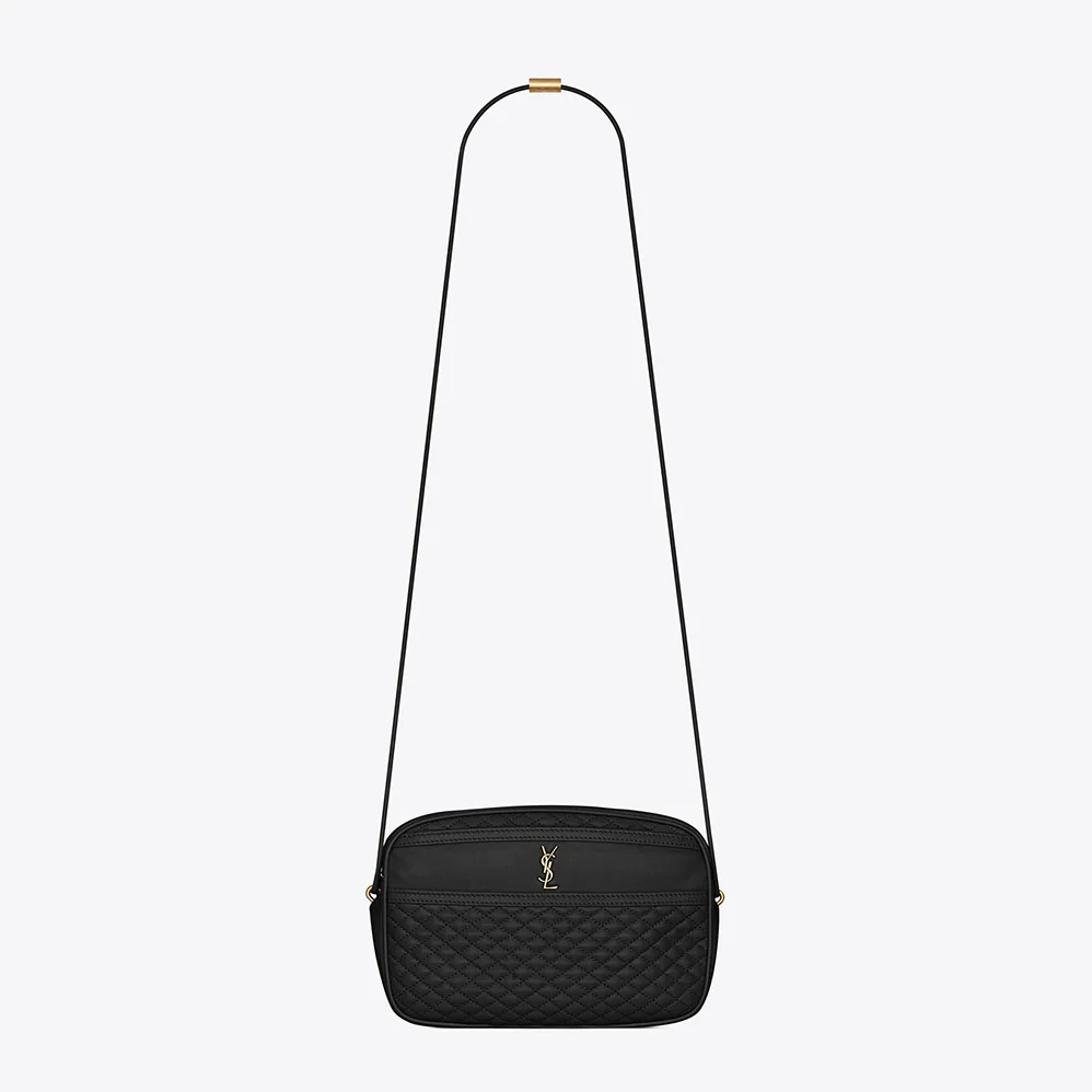 Saint Laurent YSL Victoire Camera Bag in Quilted Lambskin for Women in Black