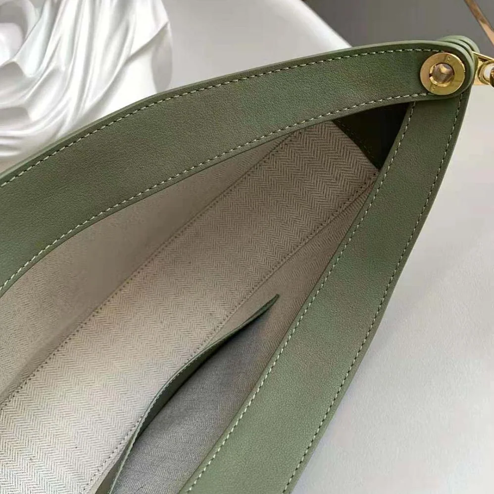 Loewe Luna Bag in Anagram Jacquard and Classic Calfskin for Women in Green Loewe Luna Bag in Anagram Jacquard and Classic Calfskin for Women in Green