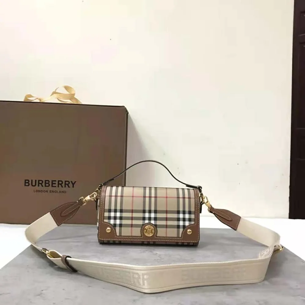 Burberry Top Handle Note Bag with Logo-engraved Studs for Women in Brown