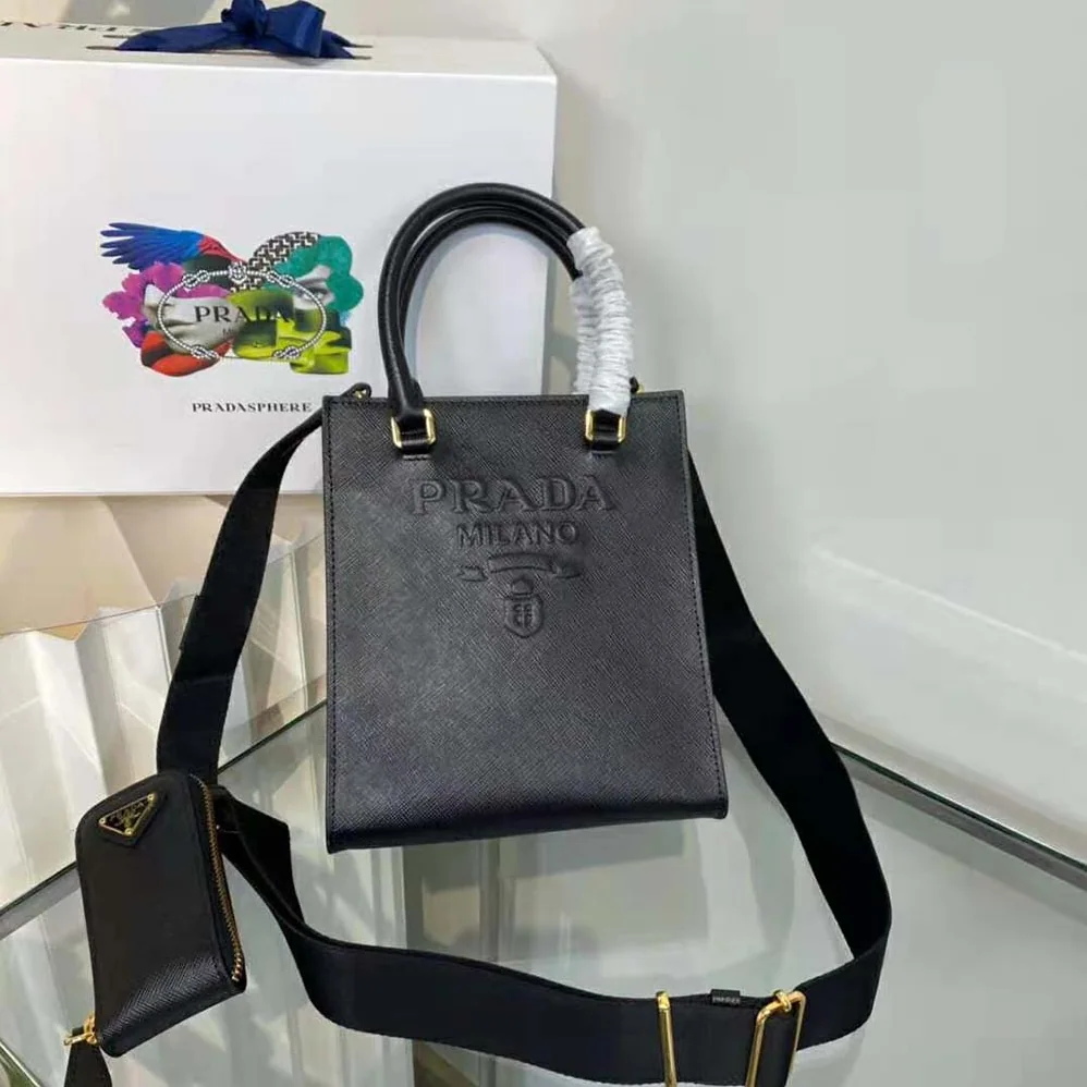 Prada Small Saffiano Leather Handbag for Women in Black Prada Small Saffiano Leather Handbag for Women in Black