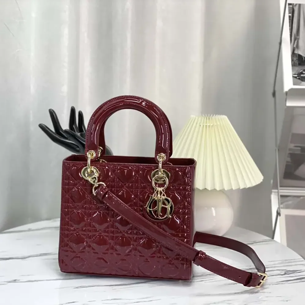 Dior Medium Lady Dior Bag Cherry Red Patent Cannage Calfskin for Women Dior Medium Lady Dior Bag Cherry Red Patent Cannage Calfskin for Women