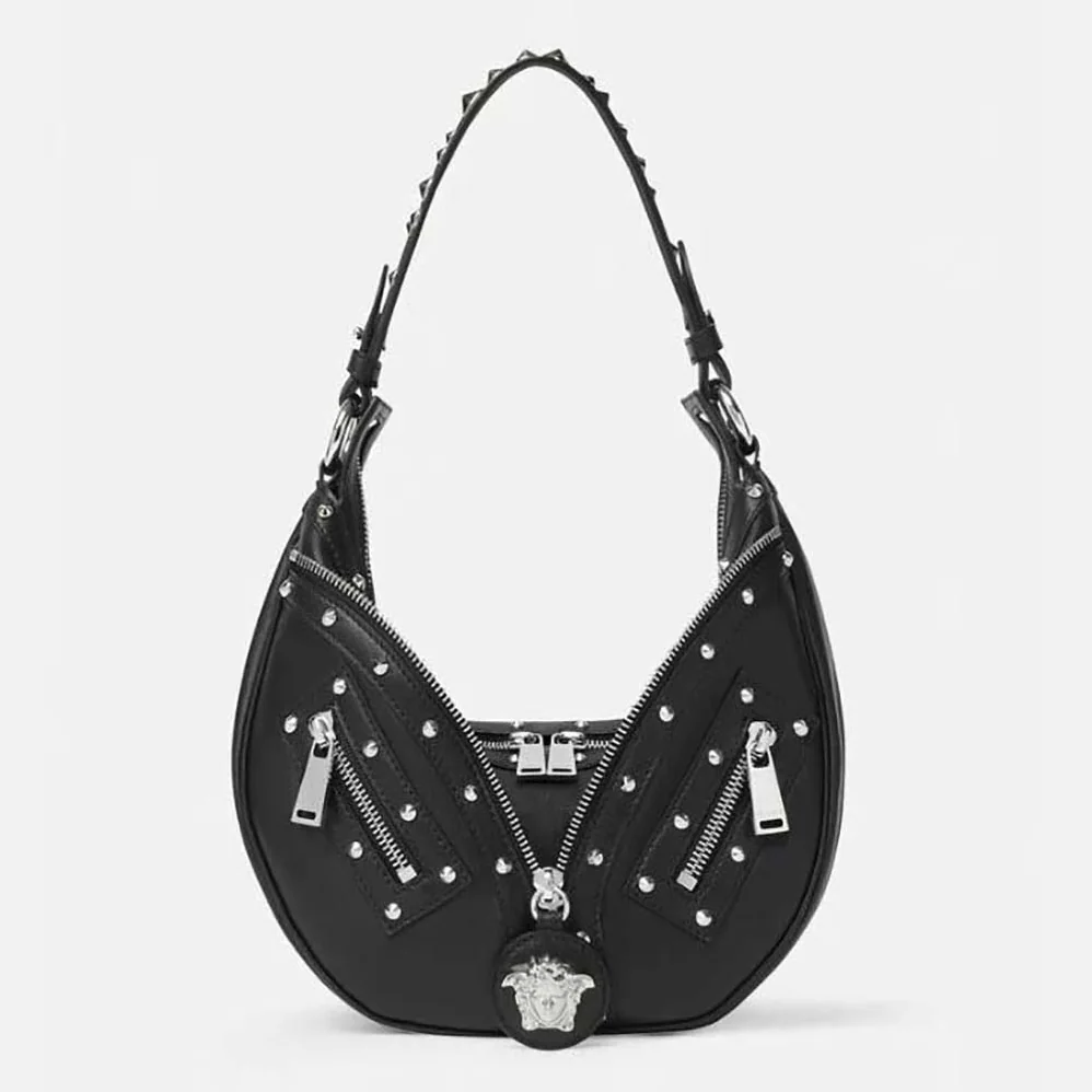 Versace Repeat Small Hobo Bag for Women in Black Versace Repeat Small Hobo Bag for Women in Black
