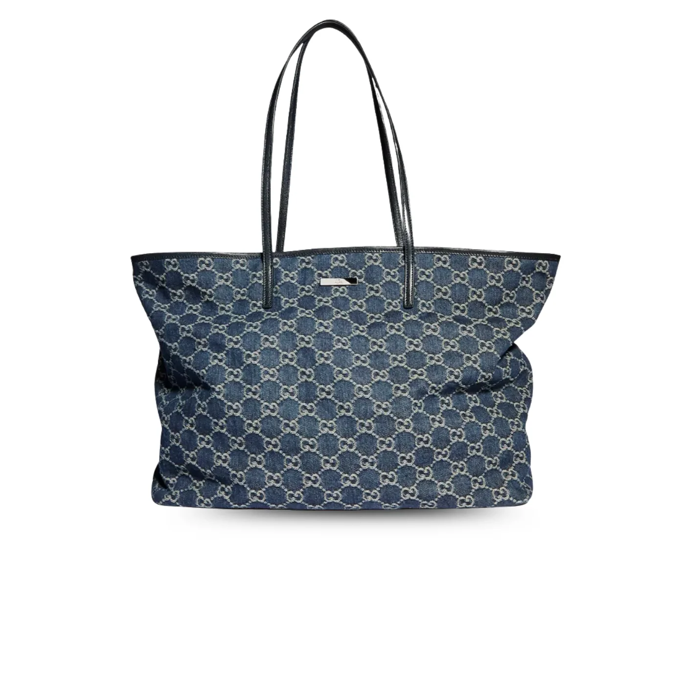 Gucci Tribeca Large Tote Bag / Dark Blue Denim Palladium Hardware