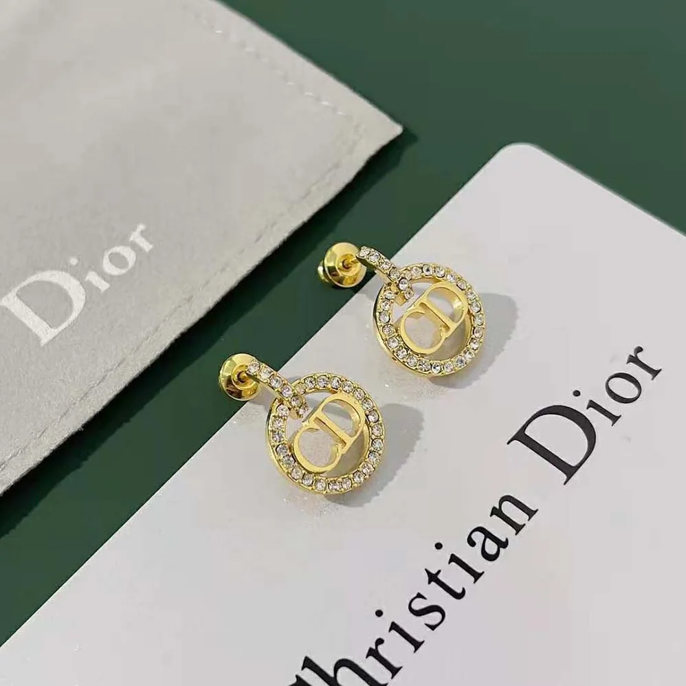Dior Clair D Lune Earrings Gold-Finish Metal and Silver for Women in Tone Crystals