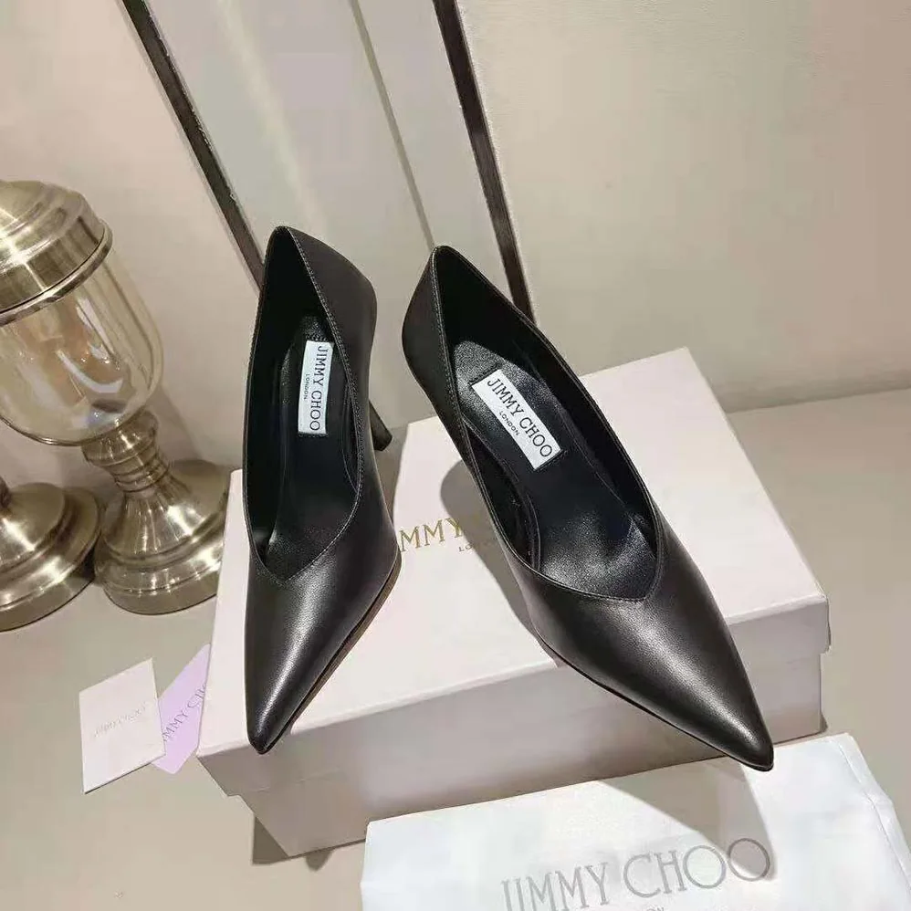 Jimmy Choo Maryanne 100 Black Calf Leather Pointed for Women in Toe Pumps
