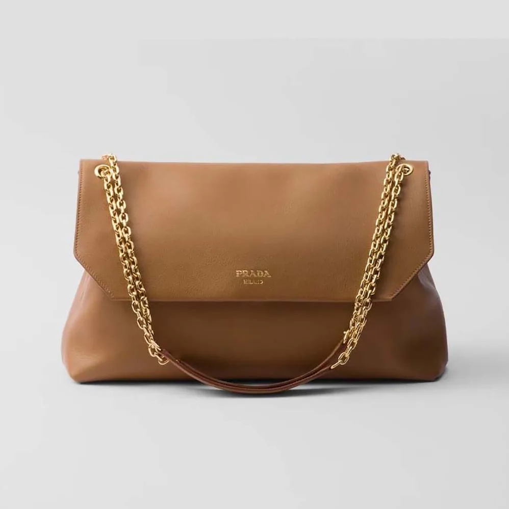 Prada Large leather Shoulder Bag for Women in Brown