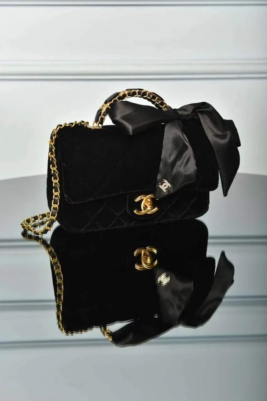 Black Mini Bag with Handle and Flap