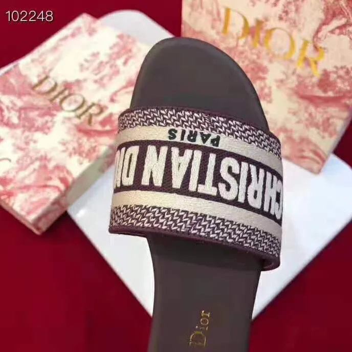 Dior Dway Embroidered Cotton Mule for Women in Maroon Dior Dway Embroidered Cotton Mule for Women in Maroon
