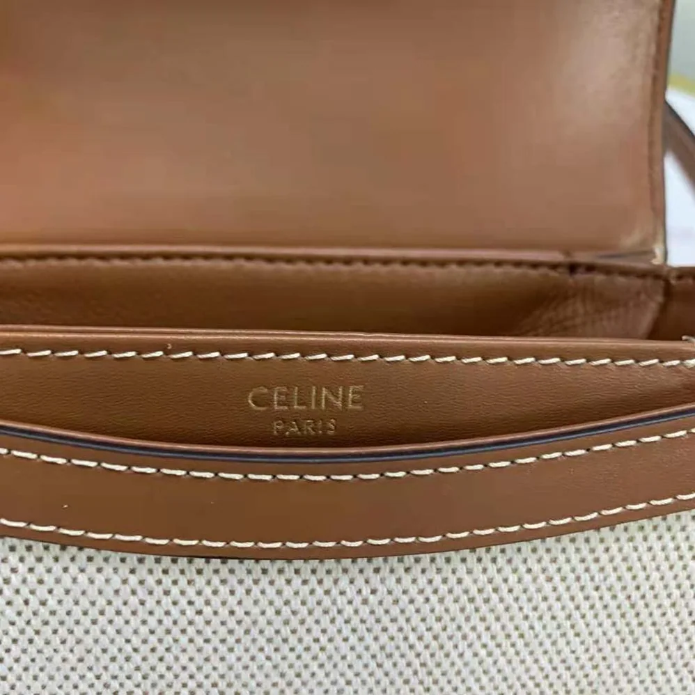 Celine Mini Besace Triomphe in Shiny Calfskin for Women in Beige Celine Mini Besace Triomphe in Shiny Calfskin for Women in Beige