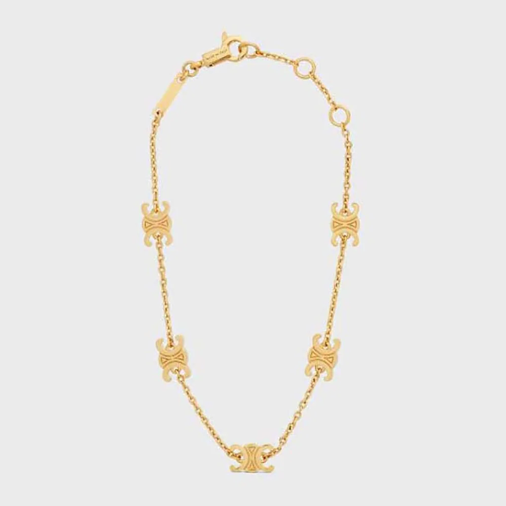 Celine Triomphe Mini Triomphe Bracelet in Brass with Gold Finish for Women