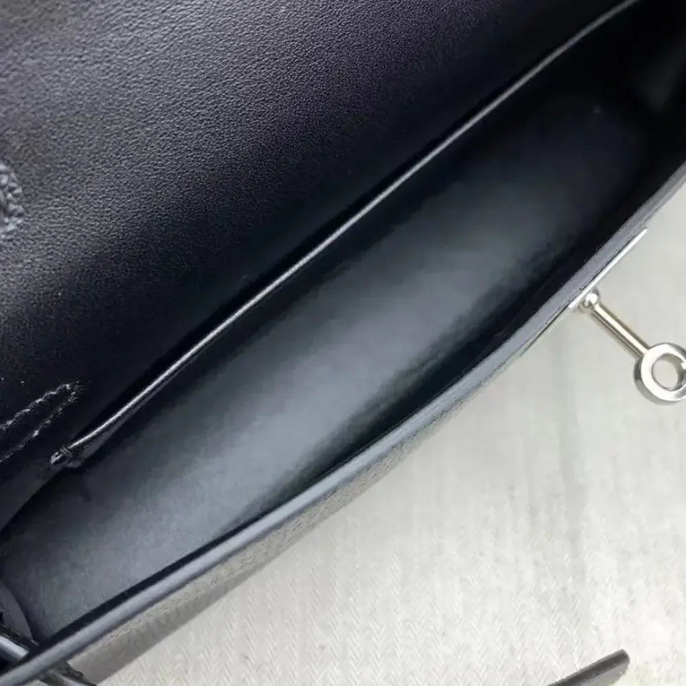 Hermes Kelly To Go in Epsom Leather for Women in Black/Silver Hermes Kelly To Go in Epsom Leather for Women in Black/Silver
