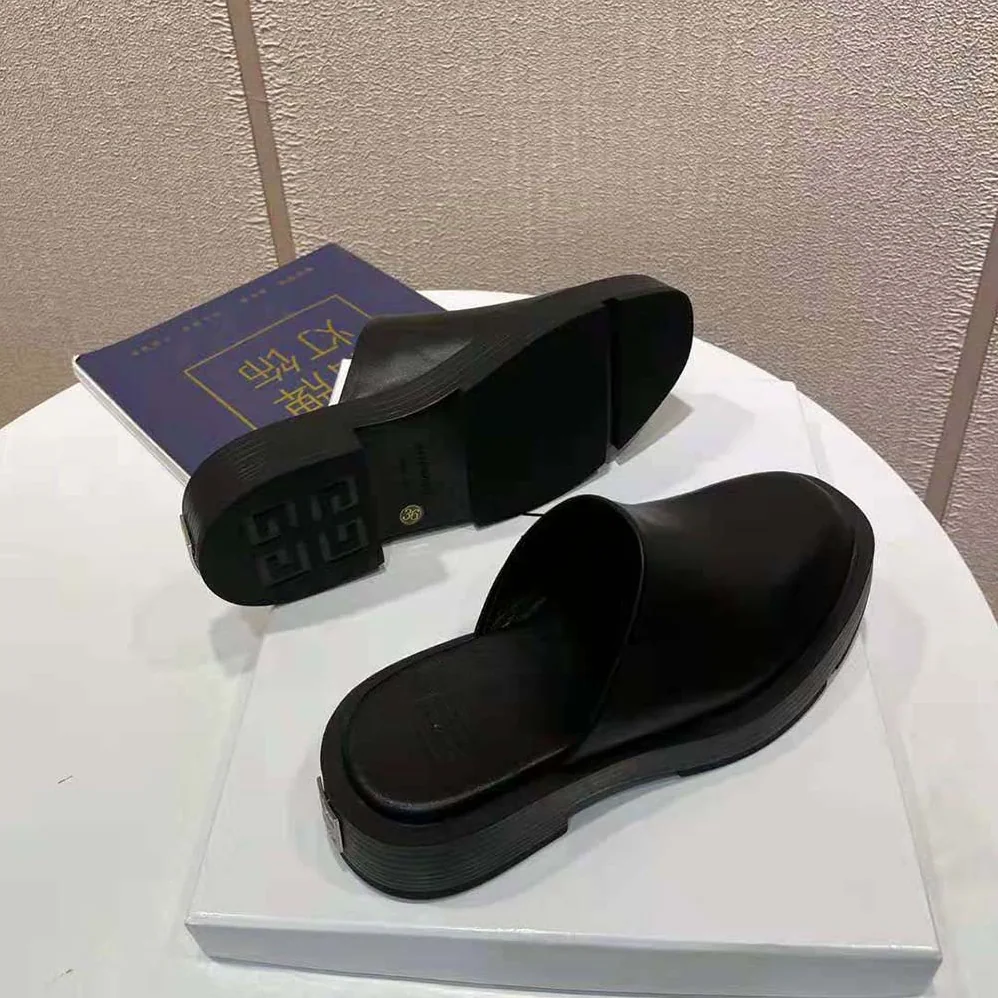 Givenchy Squared Open Loafers in Box Leather for Women in Black