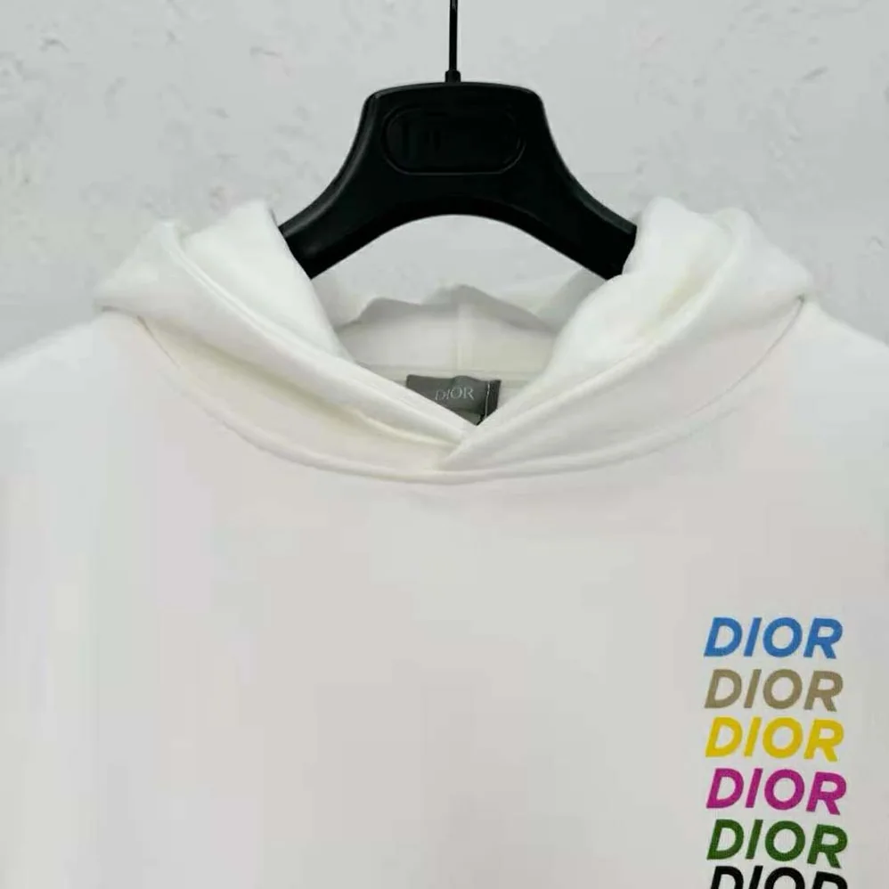 Dior Relaxed-fit Hooded Sweatshirt White Cotton Fleece for Men