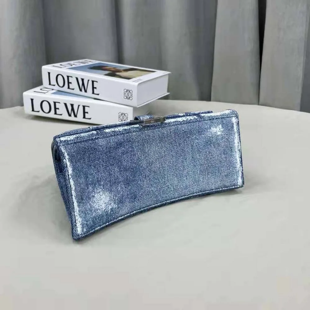 Balenciaga Hourglass Small Handbag Denim Printed in Indigo for Women in Blue Balenciaga Hourglass Small Handbag Denim Printed in Indigo for Women in Blue