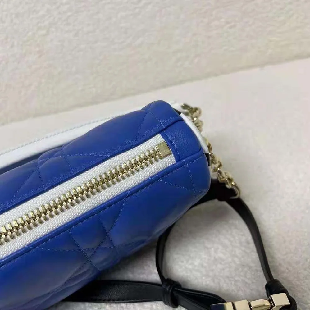 Dior Small Dior Vibe Hobo Bag Fluorescent Blue Macrocannage Lambskin for Women