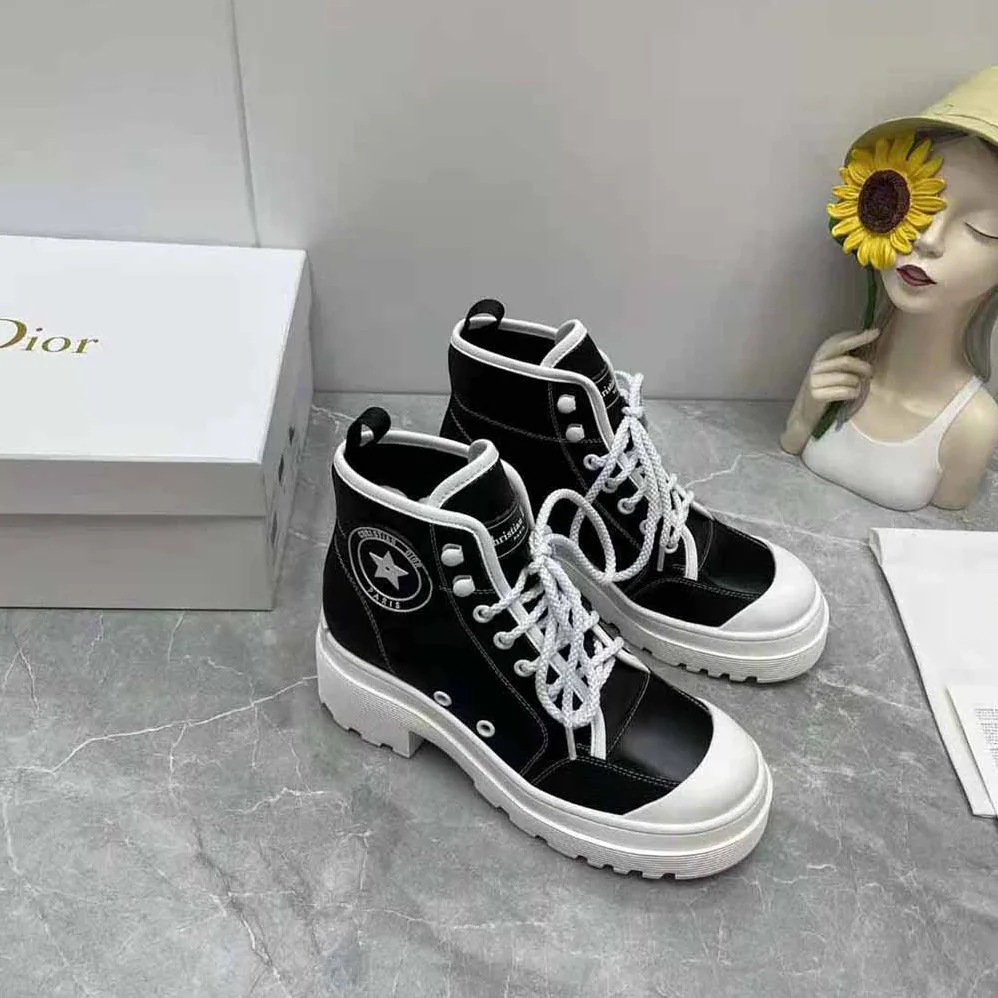 Dior D-Rise Ankle Boot Black Technical Fabric and Calfskin for Women Dior D-Rise Ankle Boot Black Technical Fabric and Calfskin for Women