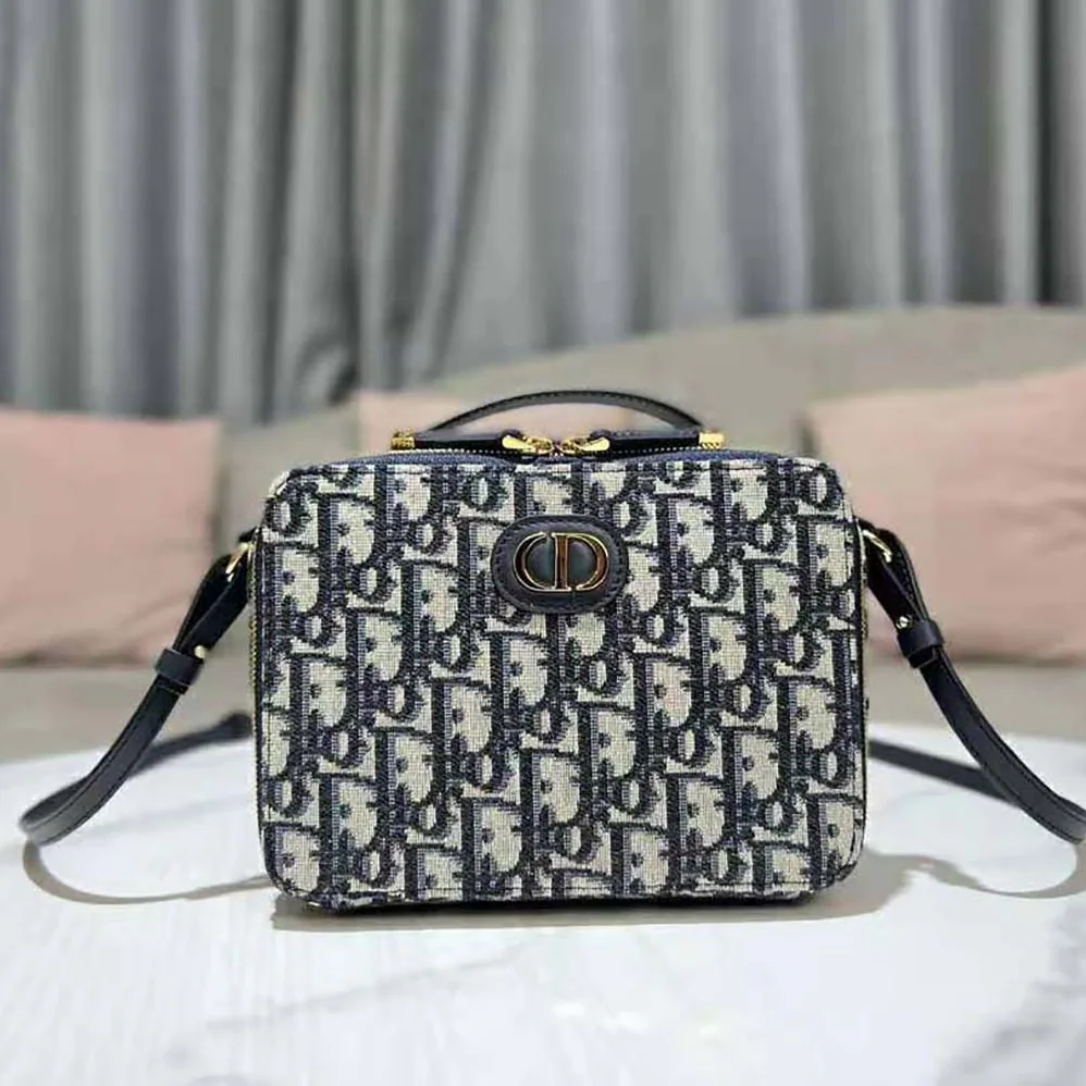 Dior 30 Mmontaigne Box Bag Blue Multicolor Dior Oblique Jacquard for Women