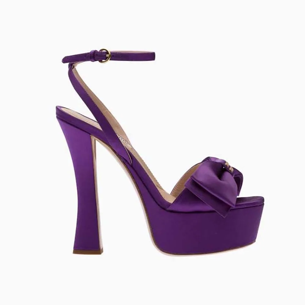 Miu Miu Satin Platform Sandals 135 mm Heel Height for Women in Purple
