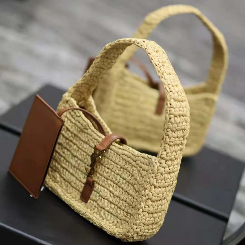 Saint Laurent YSL Le 5 à 7 Mini in Raffia for Women in Natural